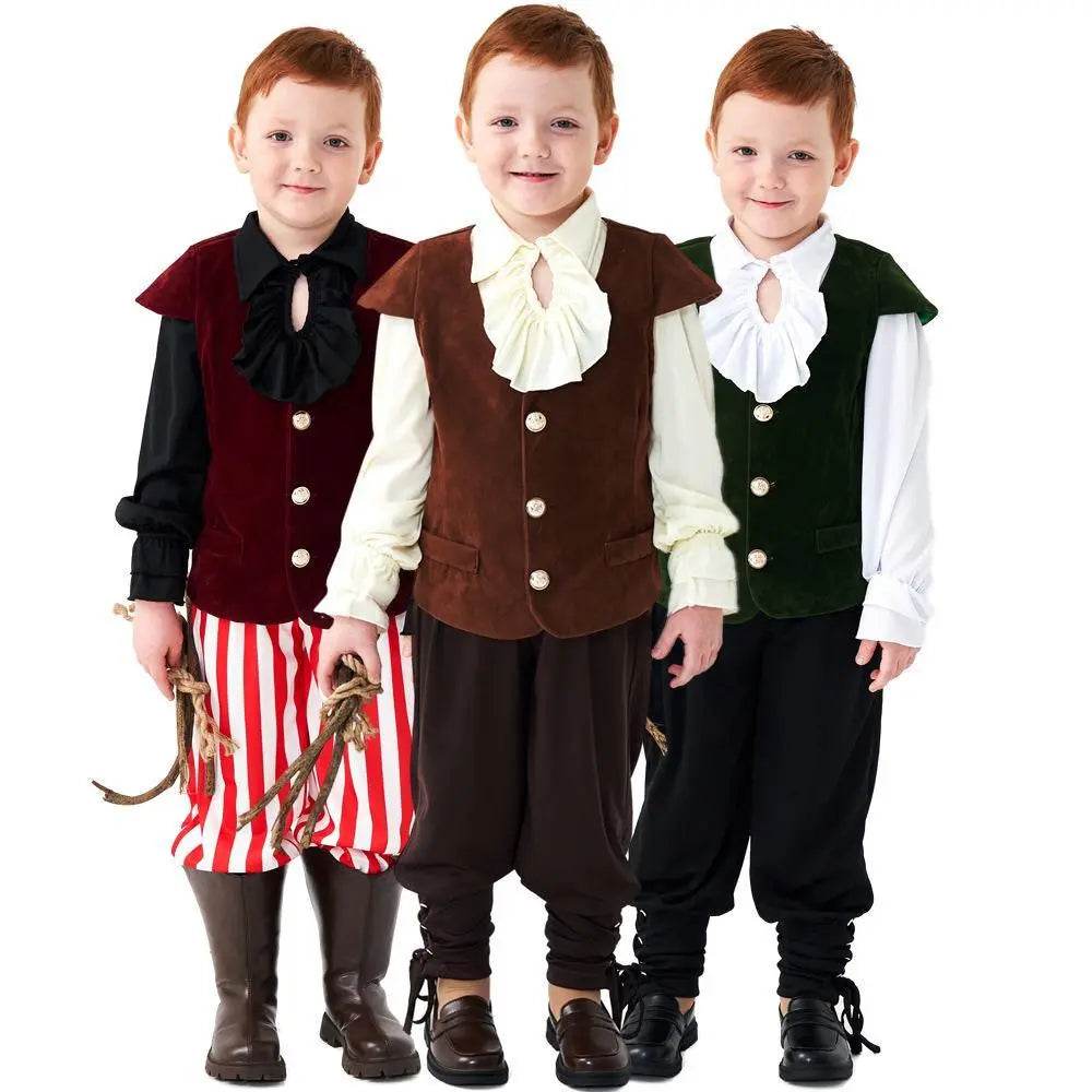 Vampire renaissance victorian pirate costume knight Children Halloween carnival for kids - zzcosplay