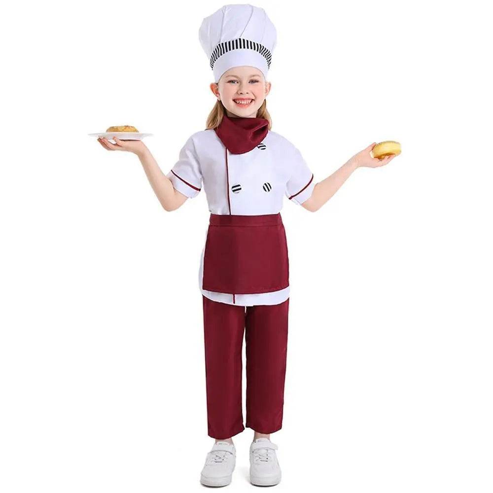 Western pastry chef costume for Kids Apron and Hat Set Cooking Baking - zzcosplay