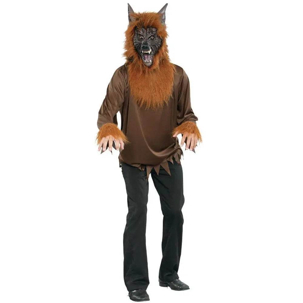 Wolf Men with mask costume suit brown werewolf Cosplay Halloween Costumes for adult - zzcosplay
