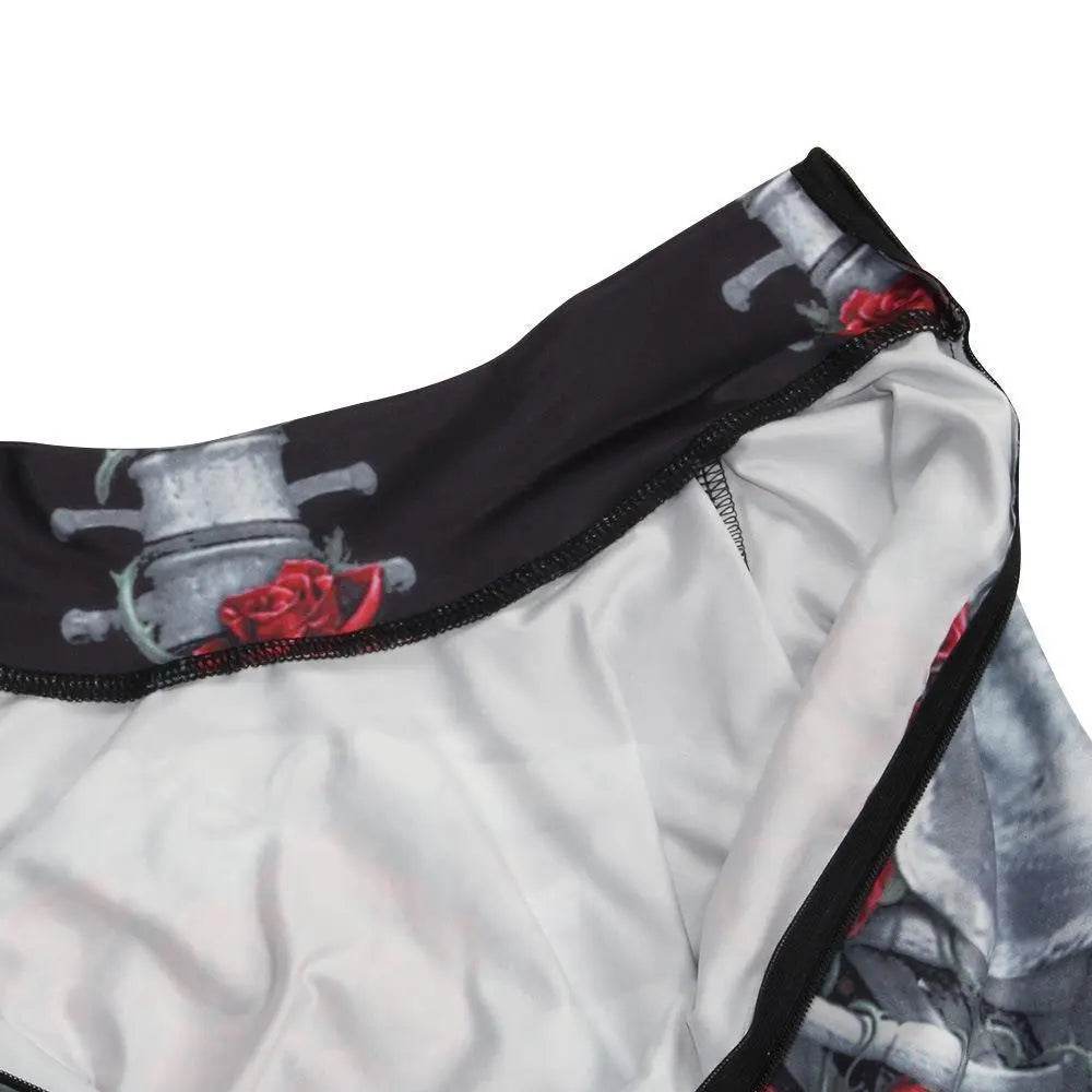 Women Printed Rose Skull Skeleton Catsuit Halloween Costume - zzcosplay