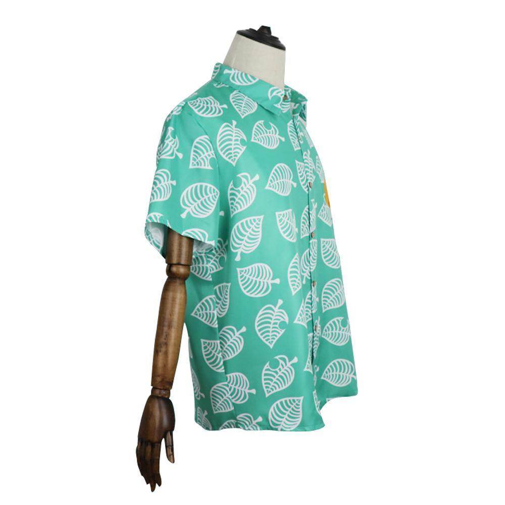 Animal Crossing Button Up Shirt Costume Cosplay Leaf Tee Shirts Top Halloween Outfit Dress Up For Adults - zzcosplay