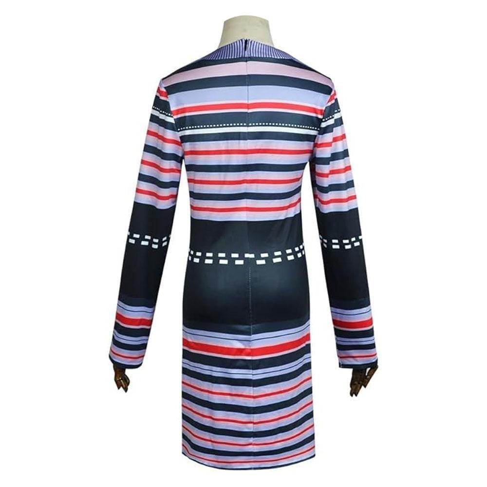 Astrid Deetz Costume Ball Dress Beetlejuice Skirt Striped Dress For Women Halloween - zzcosplay