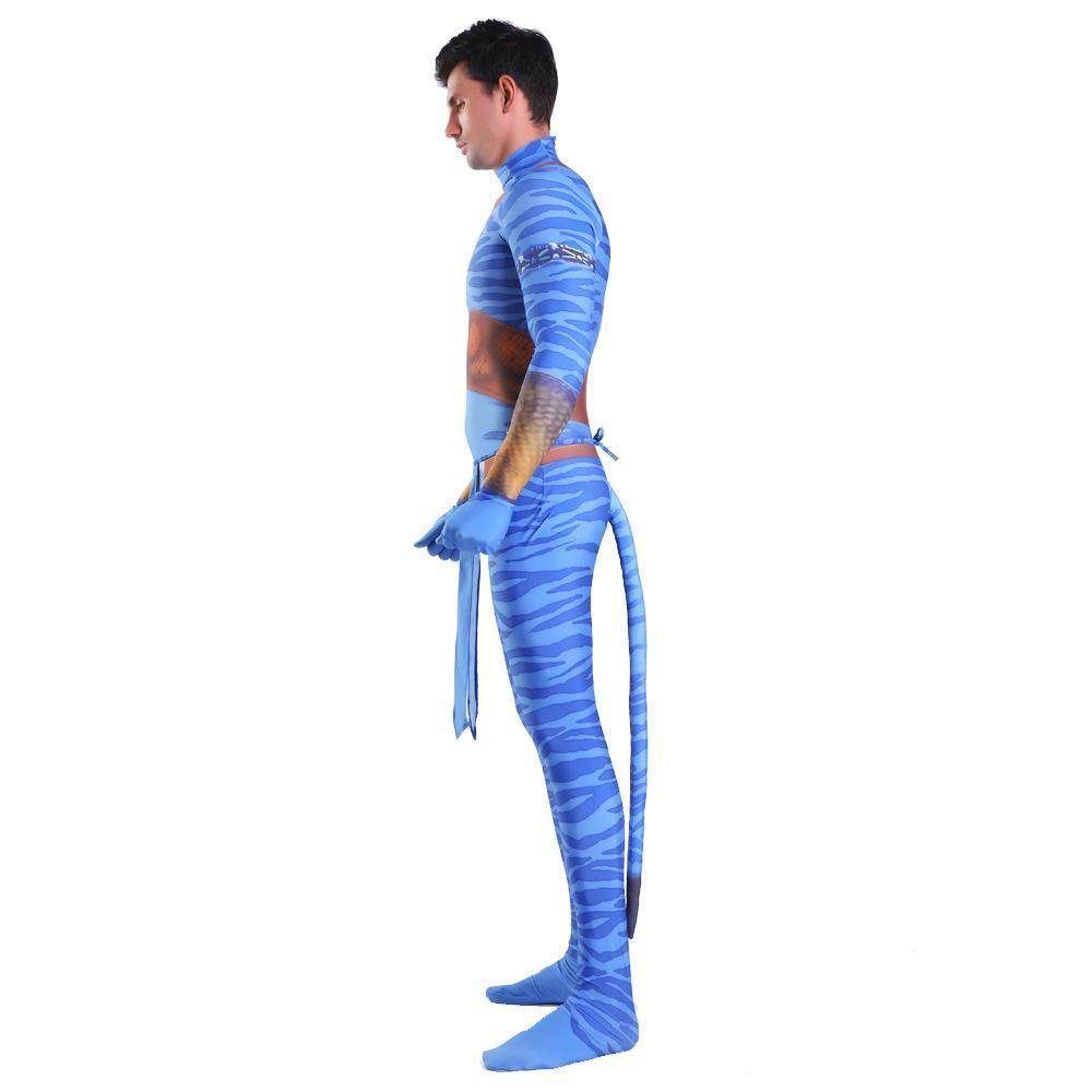 Avatar 2 Neytiri Battle Costume Tail Suit Unisex Jumpsuit Halloween Cosplay Zentai Bodysuit for Adult Kids - zzcosplay
