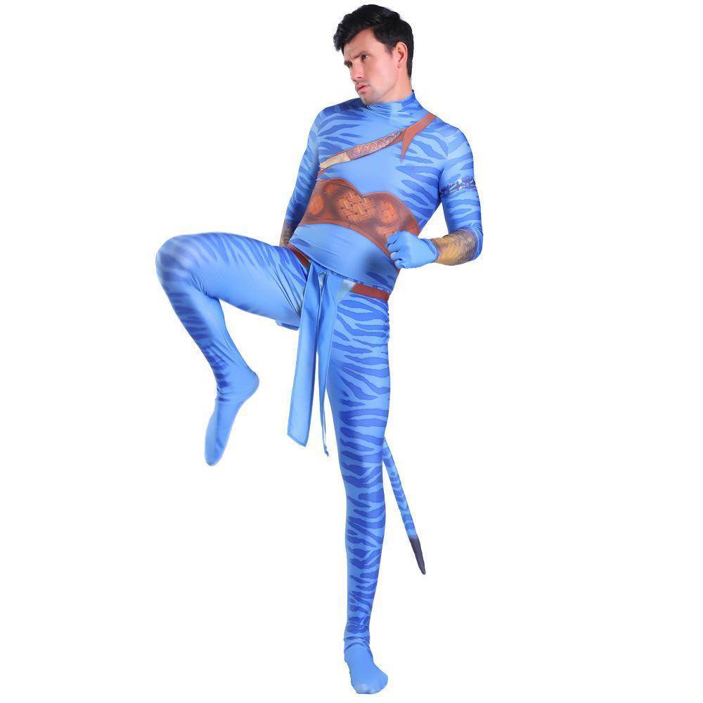 Avatar 2 Neytiri Battle Costume Tail Suit Unisex Jumpsuit Halloween Cosplay Zentai Bodysuit for Adult Kids - zzcosplay