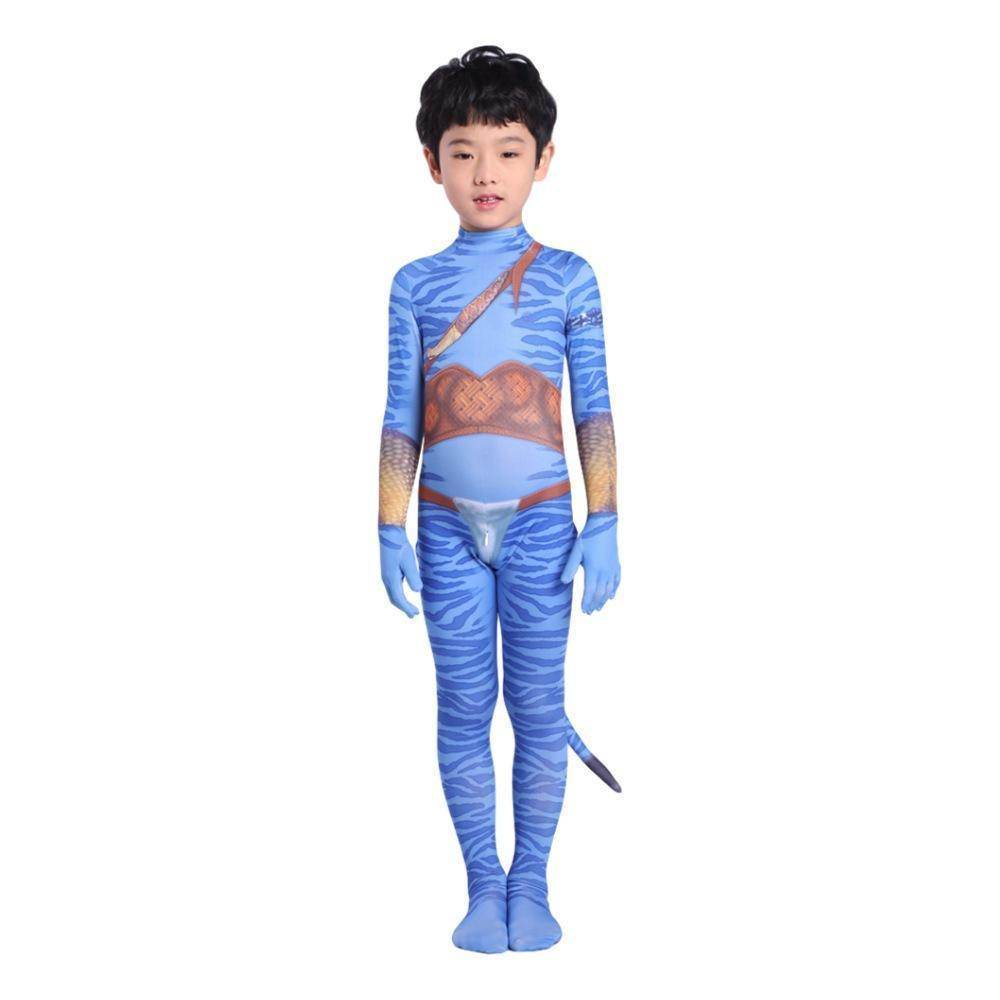 Avatar 2 Neytiri Battle Costume Tail Suit Unisex Jumpsuit Halloween Cosplay Zentai Bodysuit for Adult Kids - zzcosplay