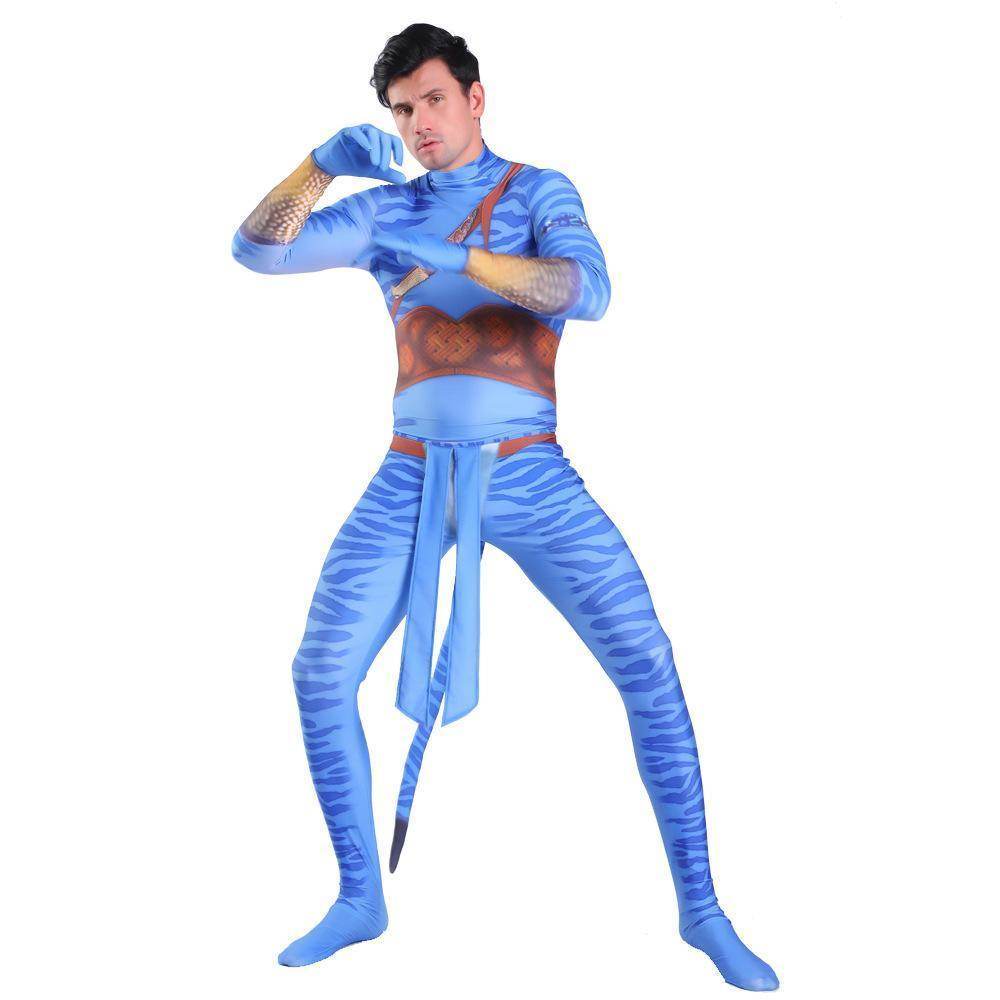 Avatar 2 Neytiri Battle Costume Tail Suit Unisex Jumpsuit Halloween Cosplay Zentai Bodysuit for Adult Kids - zzcosplay