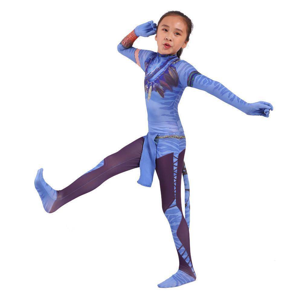 Avatar 2 Neytiri Battle Costume Tail Suit Unisex Jumpsuit Halloween Cosplay Zentai Bodysuit for Adult Kids - zzcosplay