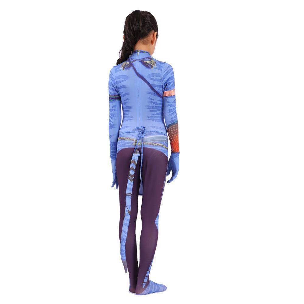 Avatar 2 Neytiri Battle Costume Tail Suit Unisex Jumpsuit Halloween Cosplay Zentai Bodysuit for Adult Kids - zzcosplay