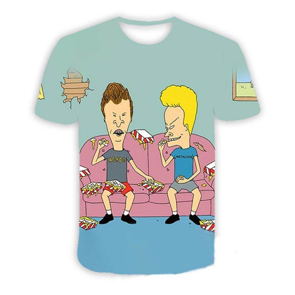 Beavis and butthead costumes round neck short sleeve men's 3D T-shirt - zzcosplay