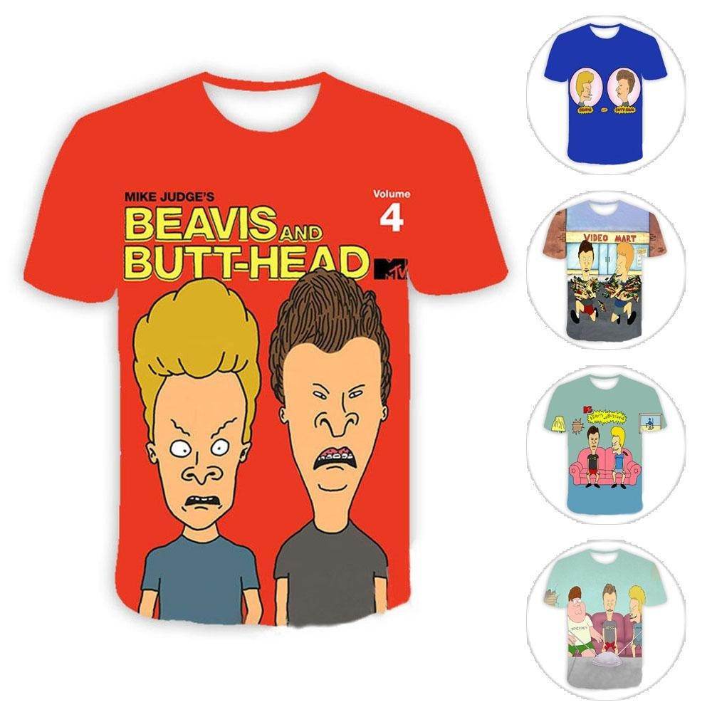 Beavis and butthead costumes round neck short sleeve men's 3D T-shirt - zzcosplay