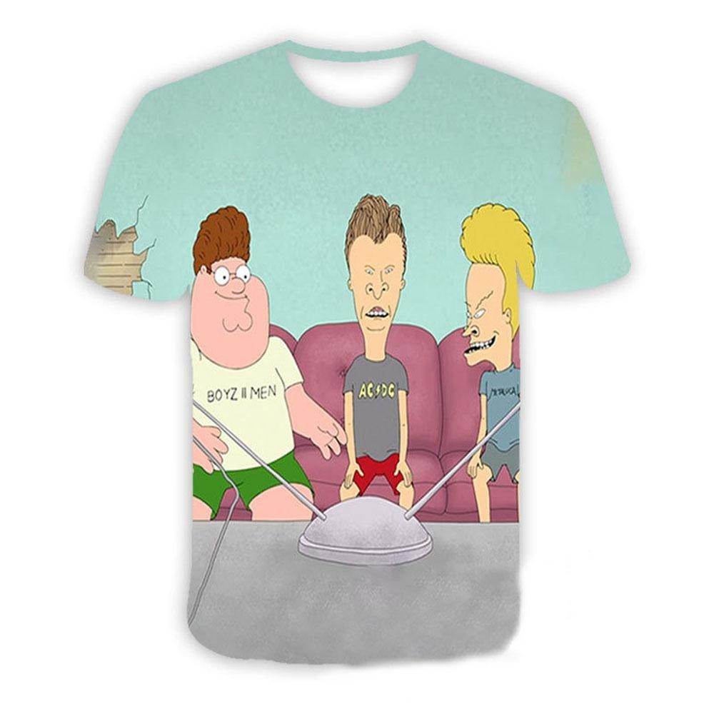 Beavis and butthead costumes round neck short sleeve men's 3D T-shirt - zzcosplay