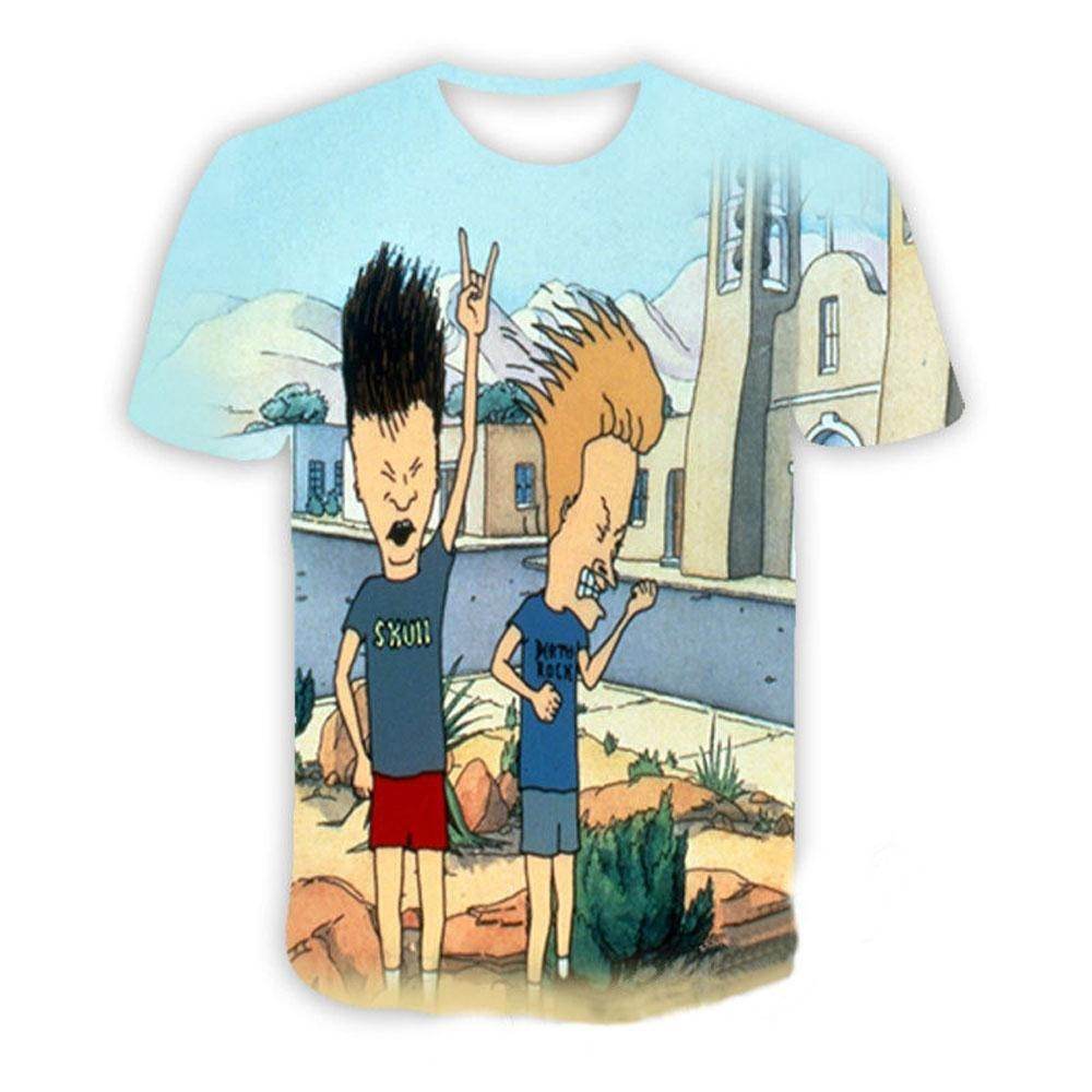 Beavis and butthead costumes round neck short sleeve men's 3D T-shirt - zzcosplay