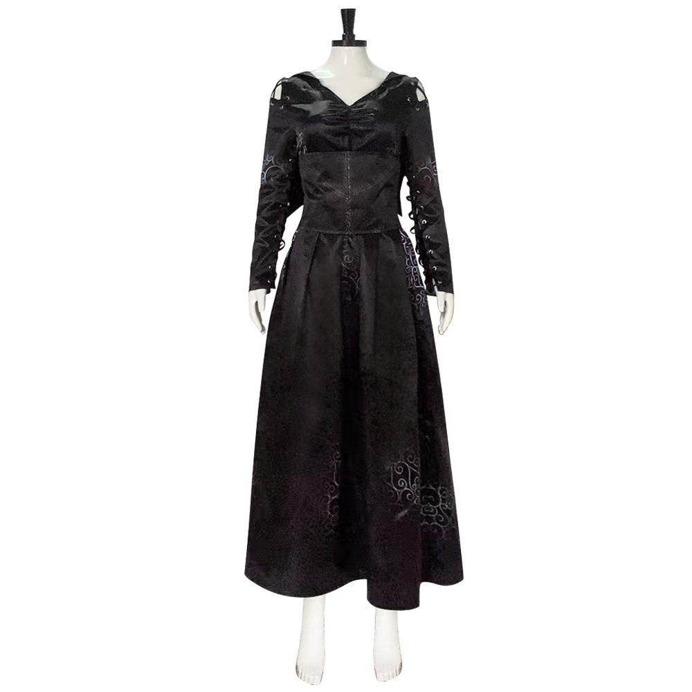 Bellatrix Lestrange Satin Dress Halloween Cosplay Costume - zzcosplay