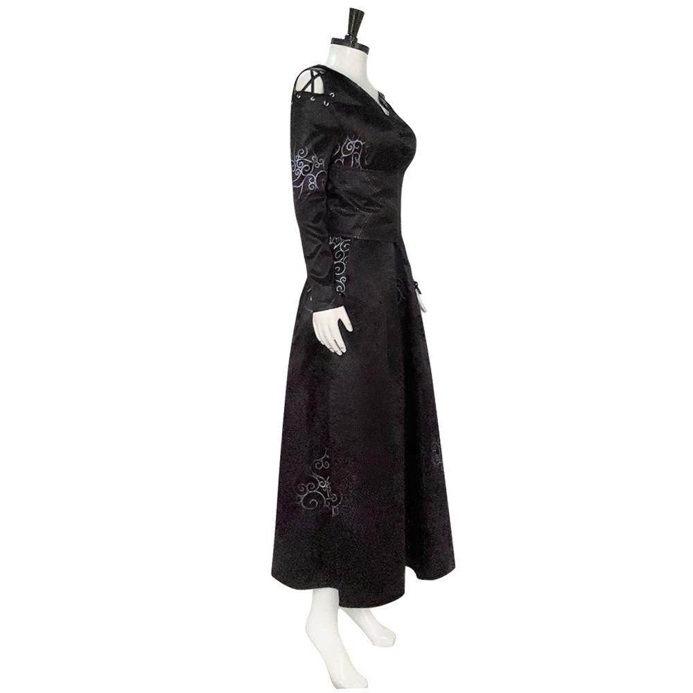 Bellatrix Lestrange Satin Dress Halloween Cosplay Costume - zzcosplay