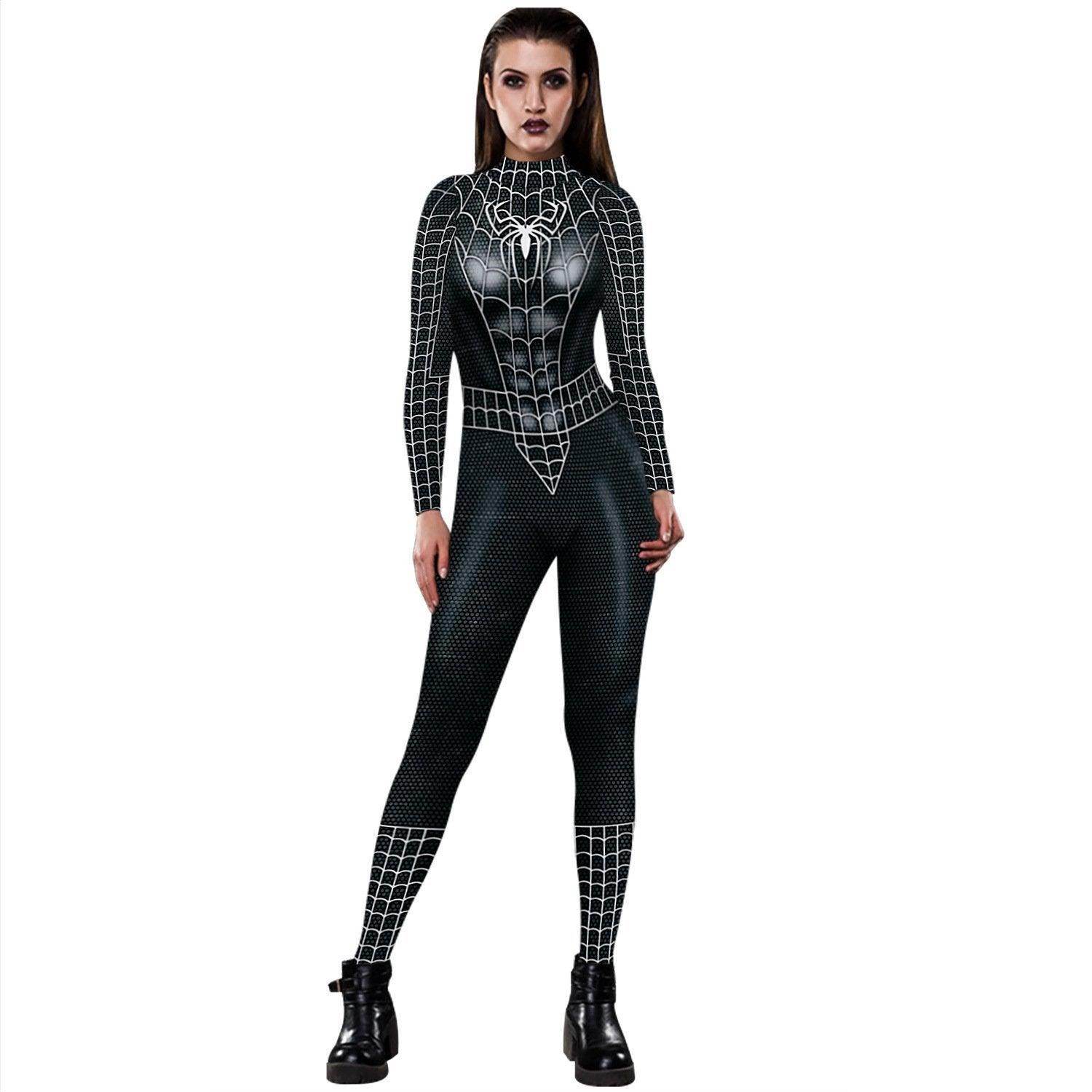 Black Peter B Parker Spider-man Cosplay Outfits Halloween Costume Women Jumpsuit - zzcosplay