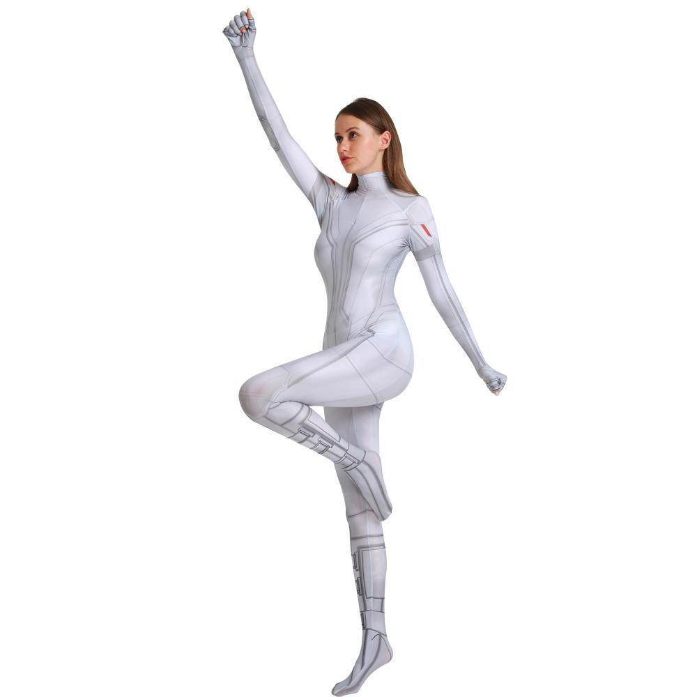 Black Widow White Cosplay Costume Zentai Bodysuit for Halloween Party - zzcosplay