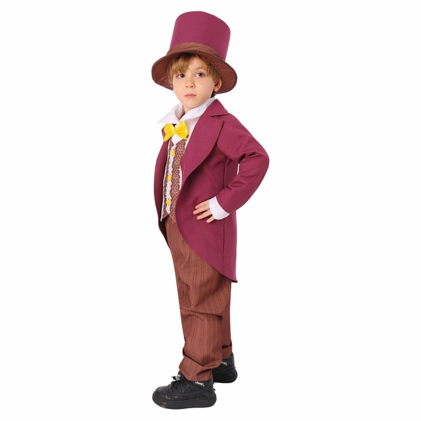 Chocolate Willy Wonka Movie Purple Kids Party Suit Cosplay Costumes Halloween - zzcosplay