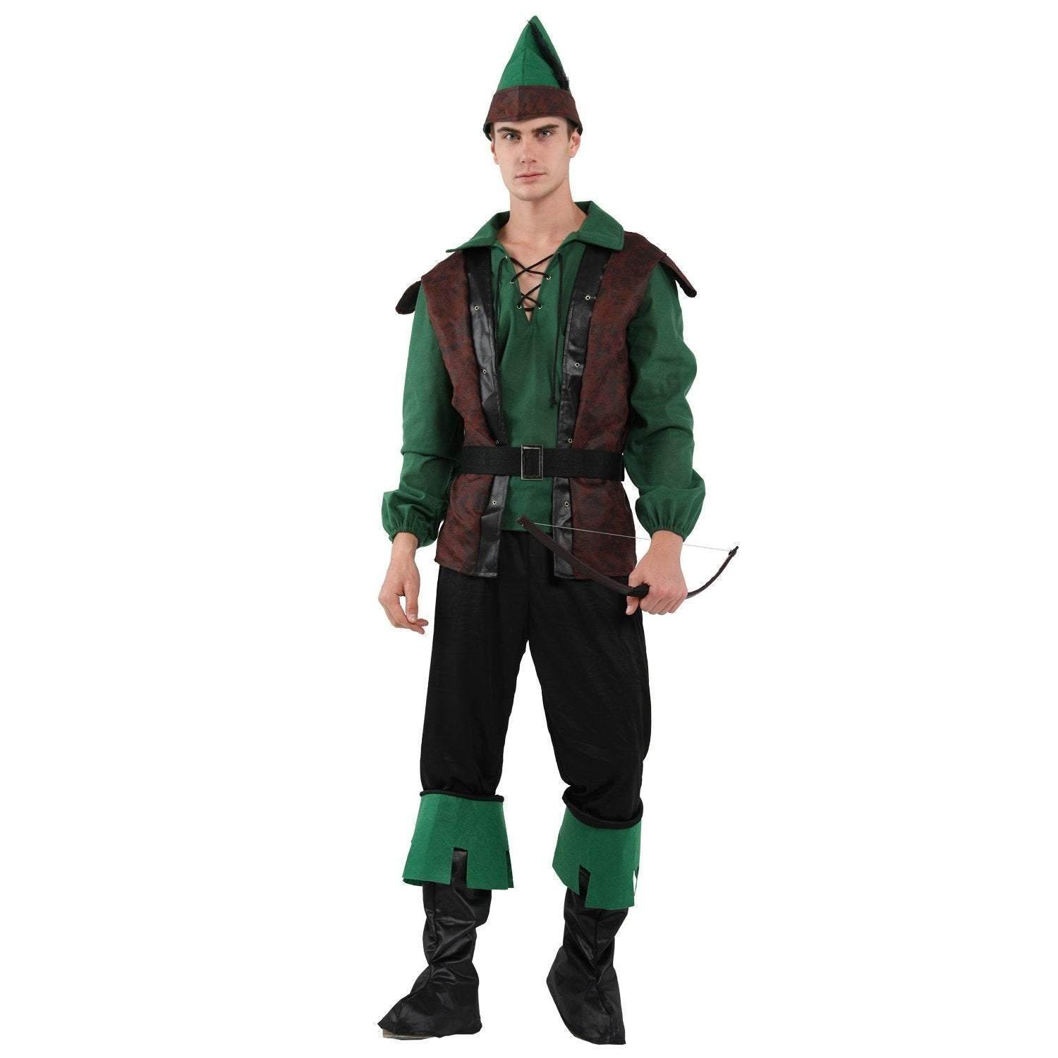 Forest Prince Costumes for Men Halloween Adult Hunter Cosplay Set Green Outfit - zzcosplay
