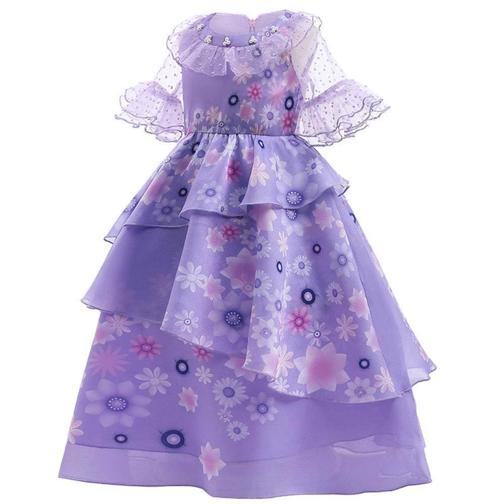 Girls Encanto Isabela Costume Cartoon Princess Dress Fancy Party Outfits - zzcosplay
