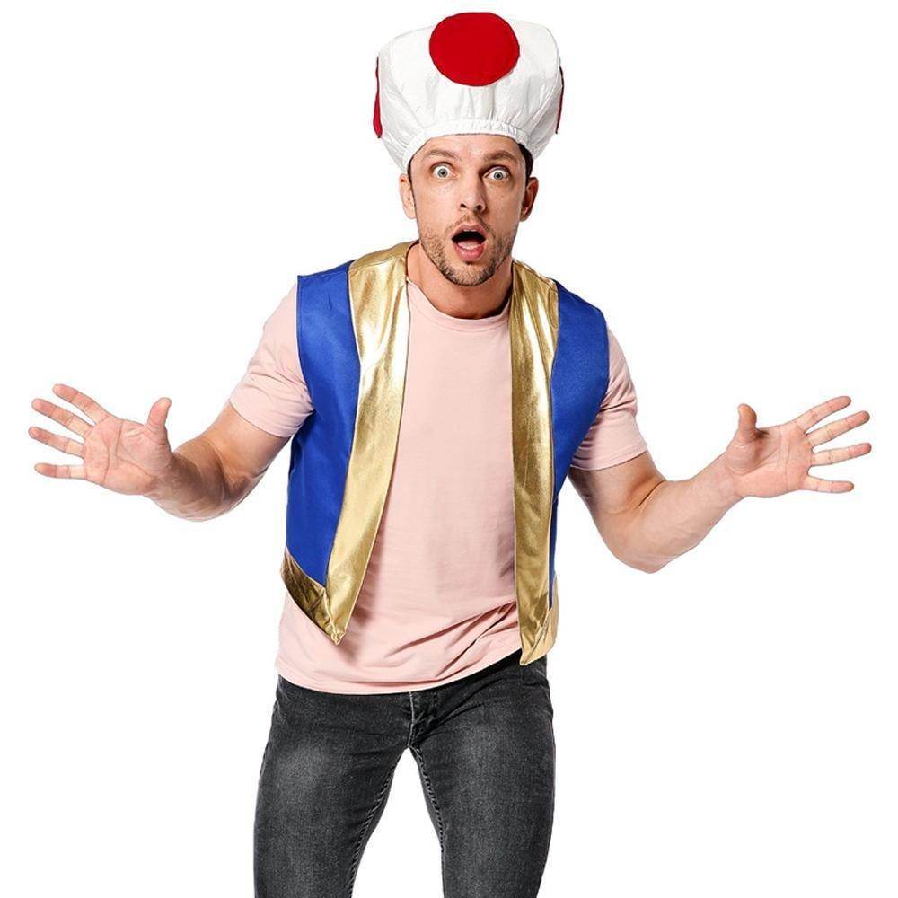 Halloween Mushroom Kingdom Red Dot Mushroom Head Captain Chino Acting Prop Costume - zzcosplay