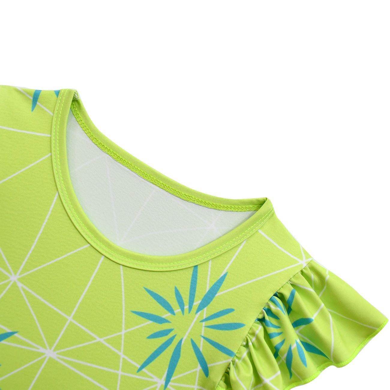 Inside Out Joy Cosplay Costume Dress for Girls Flutter Sleeve A Line Dress with Bag - zzcosplay