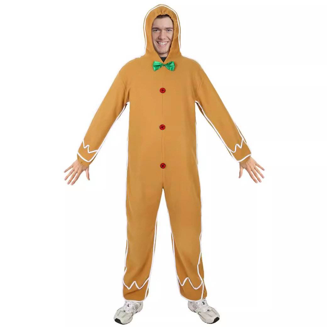Adult Gingerbread Man Costume Christmas Holiday Hoddie Funny Pajamas - zzcosplay