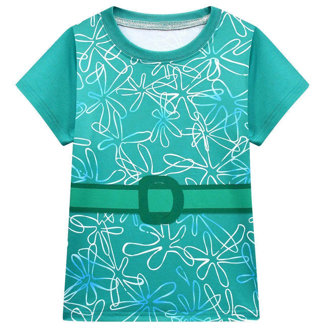 Kids' Inside Out Disgust Cosplay Costume Set Short Sleeve Pleated Dress with Bag - zzcosplay