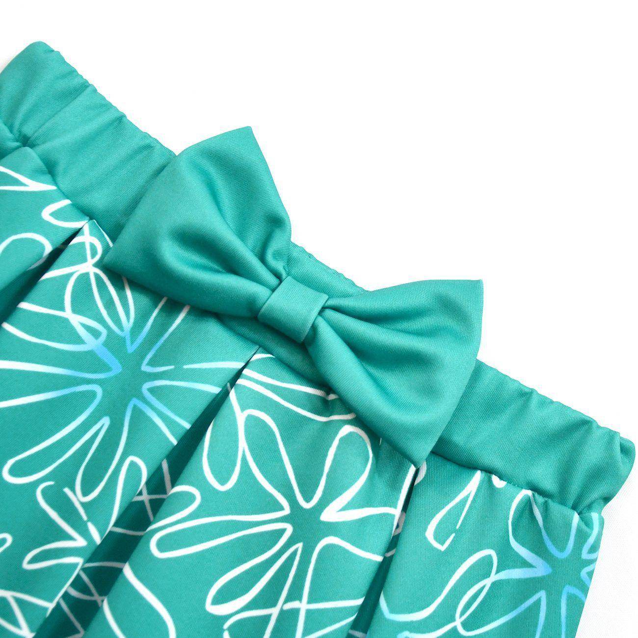 Kids' Inside Out Disgust Cosplay Costume Set Short Sleeve Pleated Dress with Bag - zzcosplay