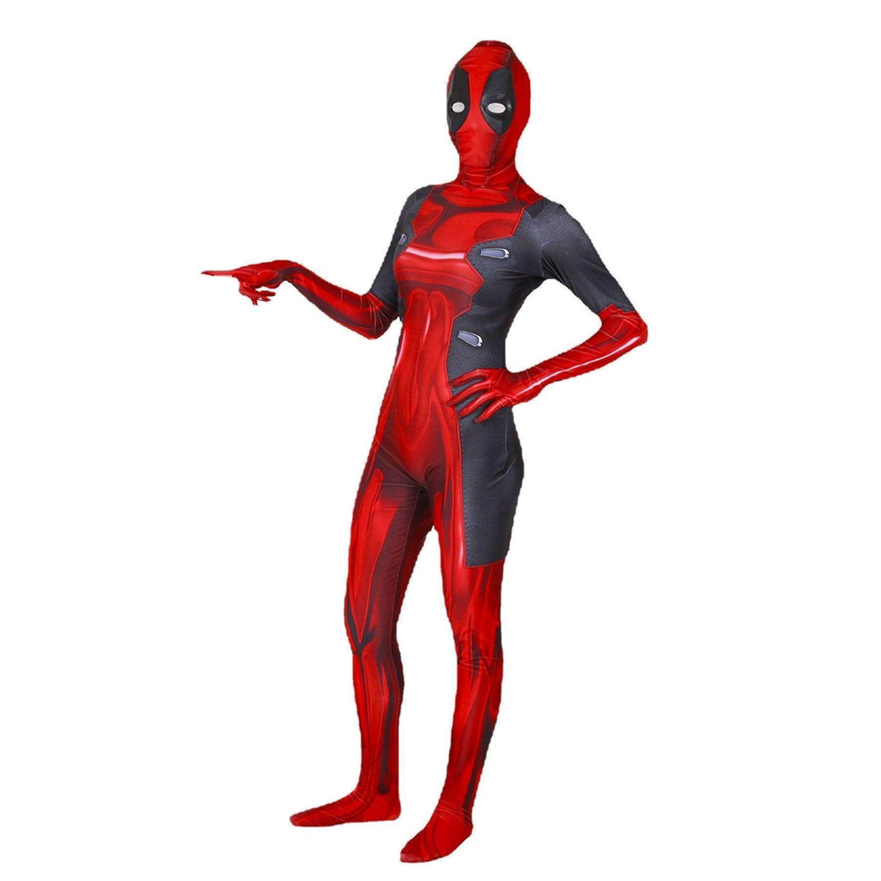 Lady and Men Kids Deadpool 3 Bodysuit Costume 2024 Deadpool Wolverine Red With Mask - zzcosplay