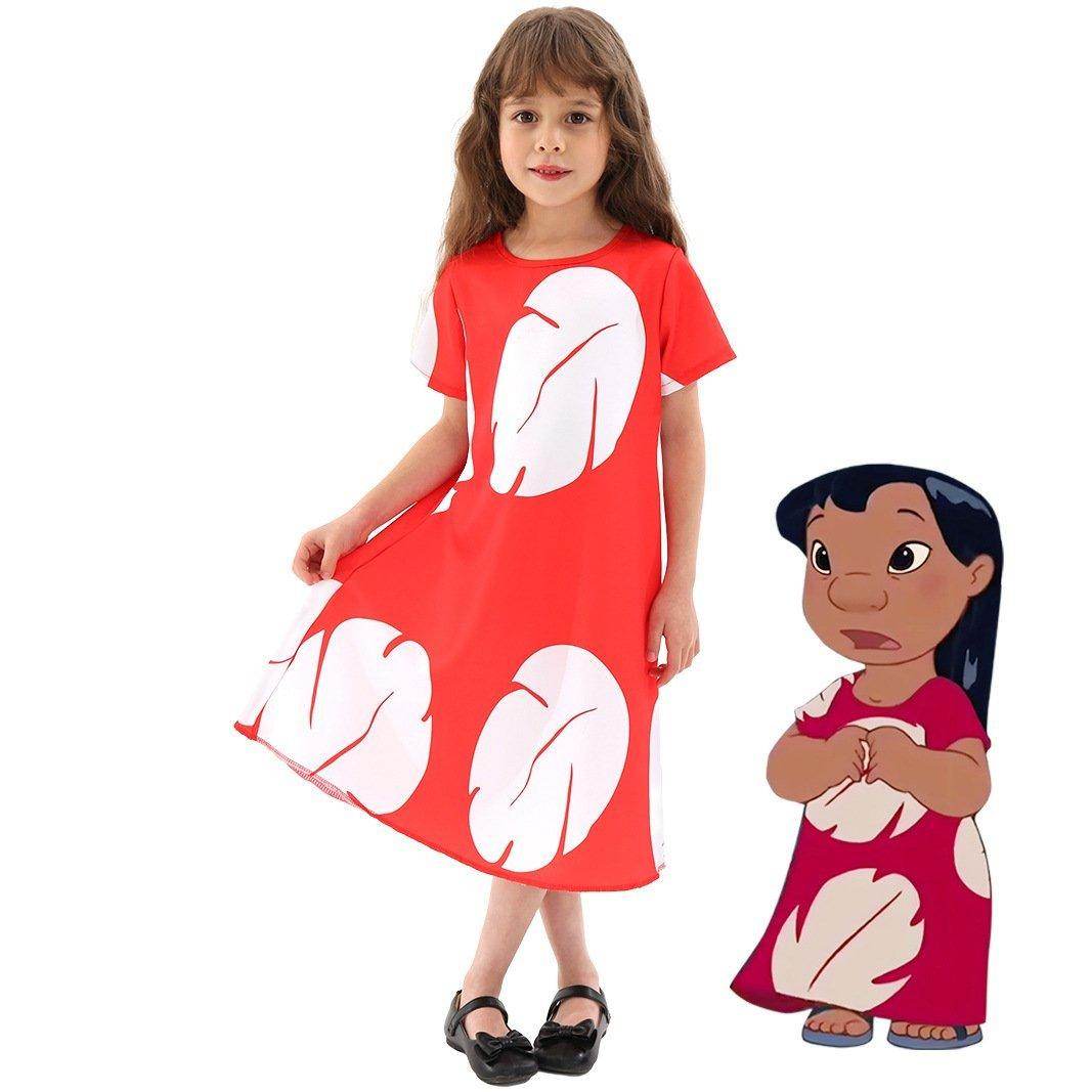 Lilo Stitch stage dress cosplay costume Lilo Red Dress Leaf Dress - zzcosplay