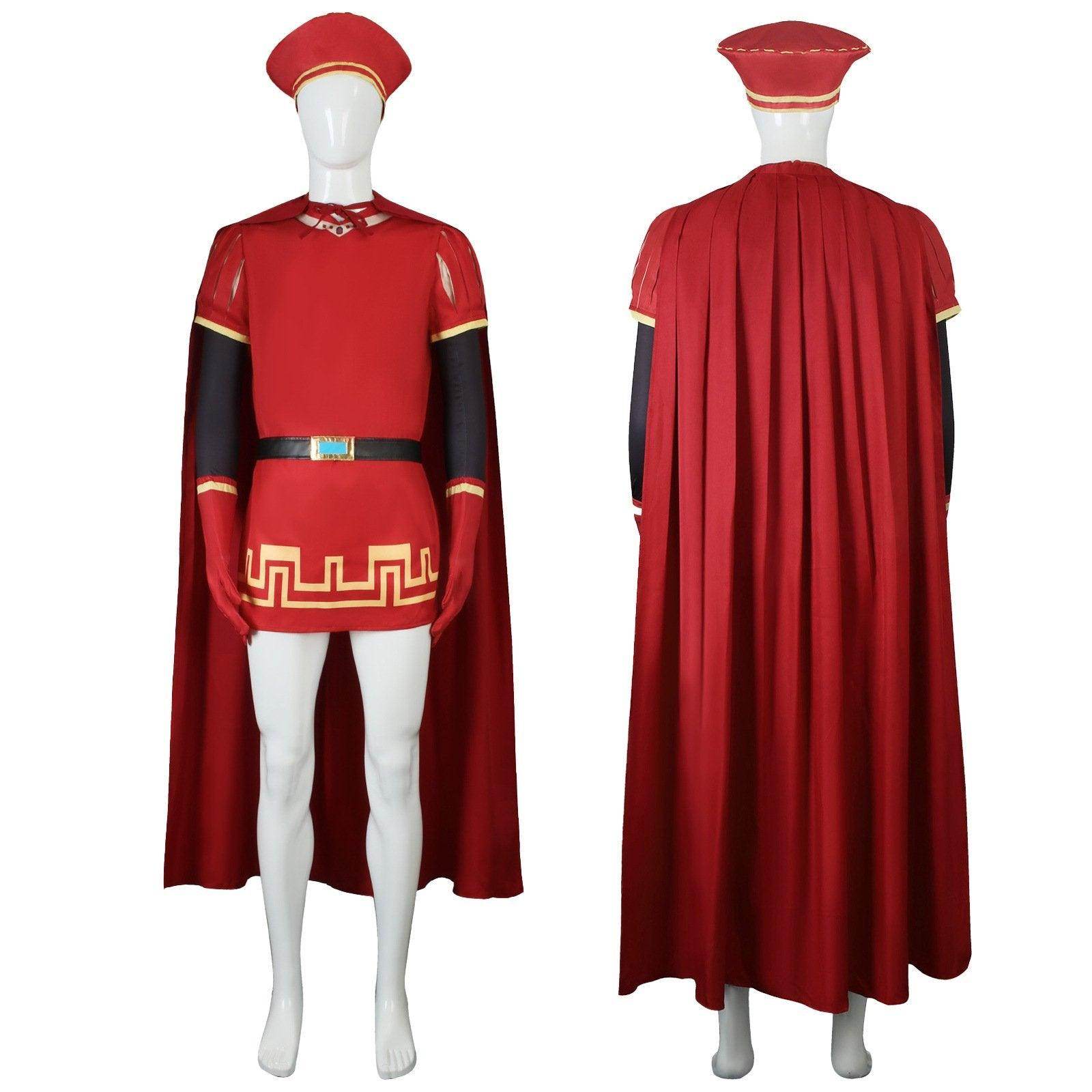 Lord Farquaad Halloween Cosplay Costume Shrek Red Robe Cape - zzcosplay