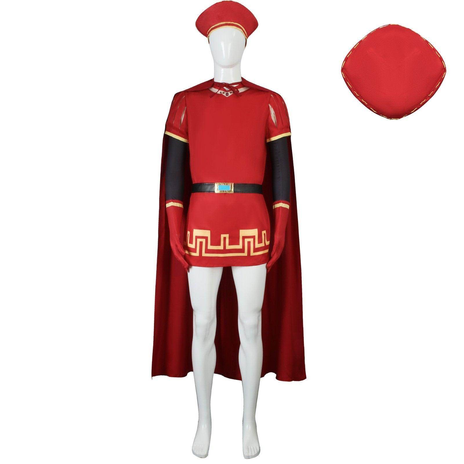 Lord Farquaad Halloween Cosplay Costume Shrek Red Robe Cape - zzcosplay