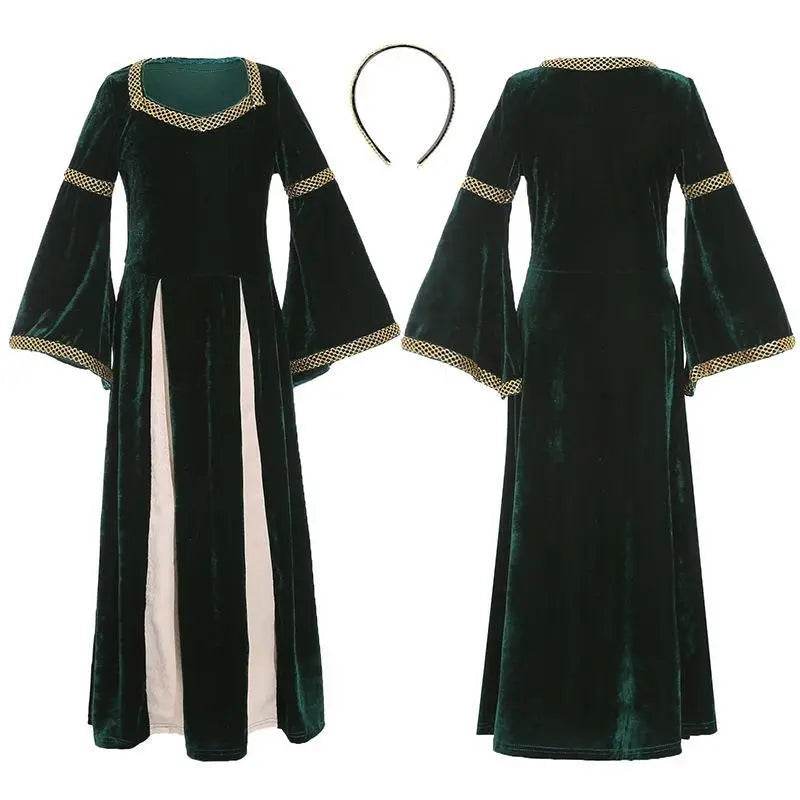 medieval fancy dress Costume Girls Children long dress with trumpet sleeves - zzcosplay