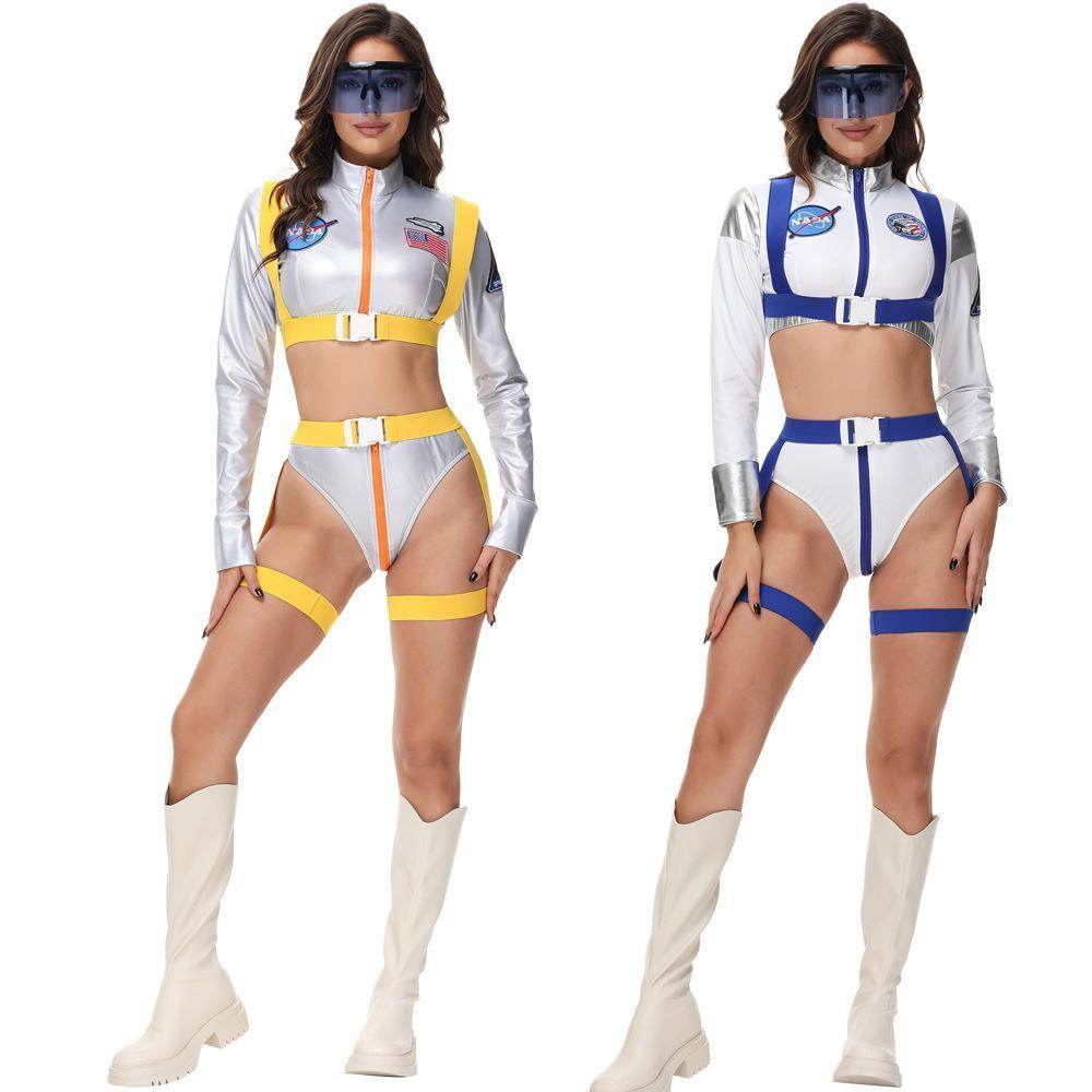 Nightclub Fun Gold Stamped Space Suit Astronaut Female Costume Music Festival Halloween - zzcosplay