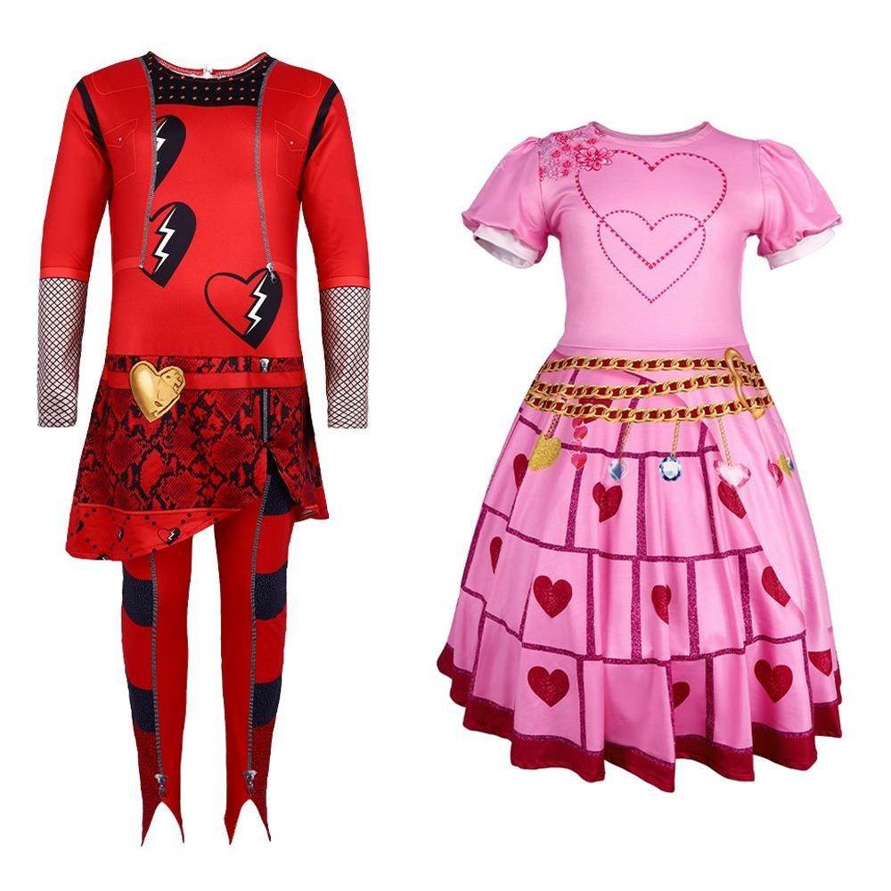 Red from Descendants 4 Queen Of Hearts Costume Jumpsuit For Kids - zzcosplay