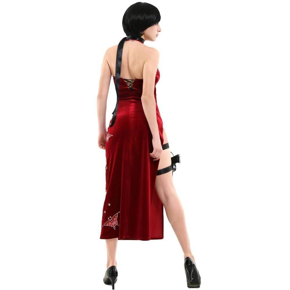Resident Evil Ada Wong Lunar Costue Sleeveless cheongsam Slit Long Skirt - zzcosplay