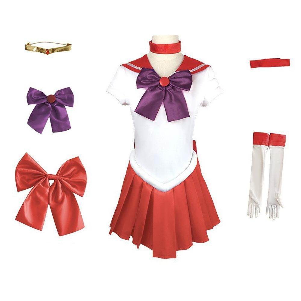 Sailor Moon Hino Rei Sailor Mars Cosplay Costume Red Uniform Dress Outfits Halloween - zzcosplay