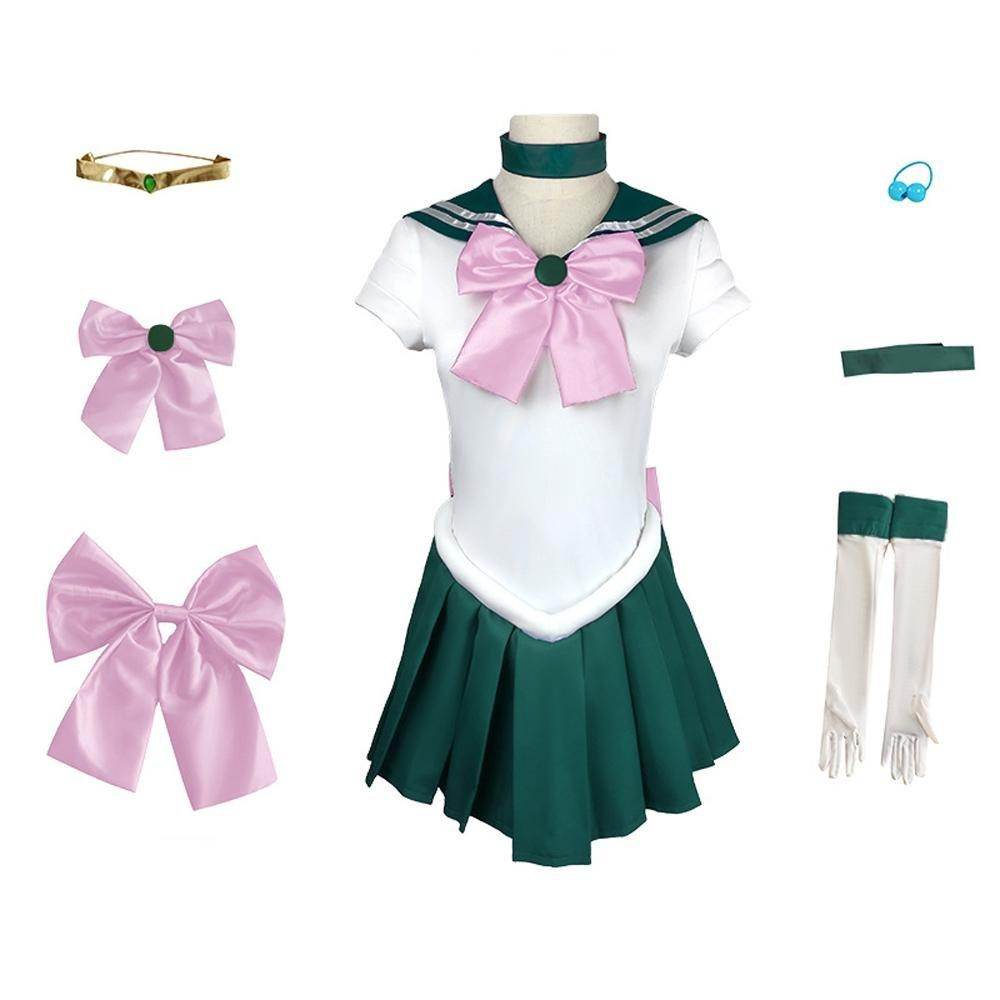 Sailor Moon Kino Makoto Costume Uniform Green Dress Outfits Cosplay Halloween Suit - zzcosplay