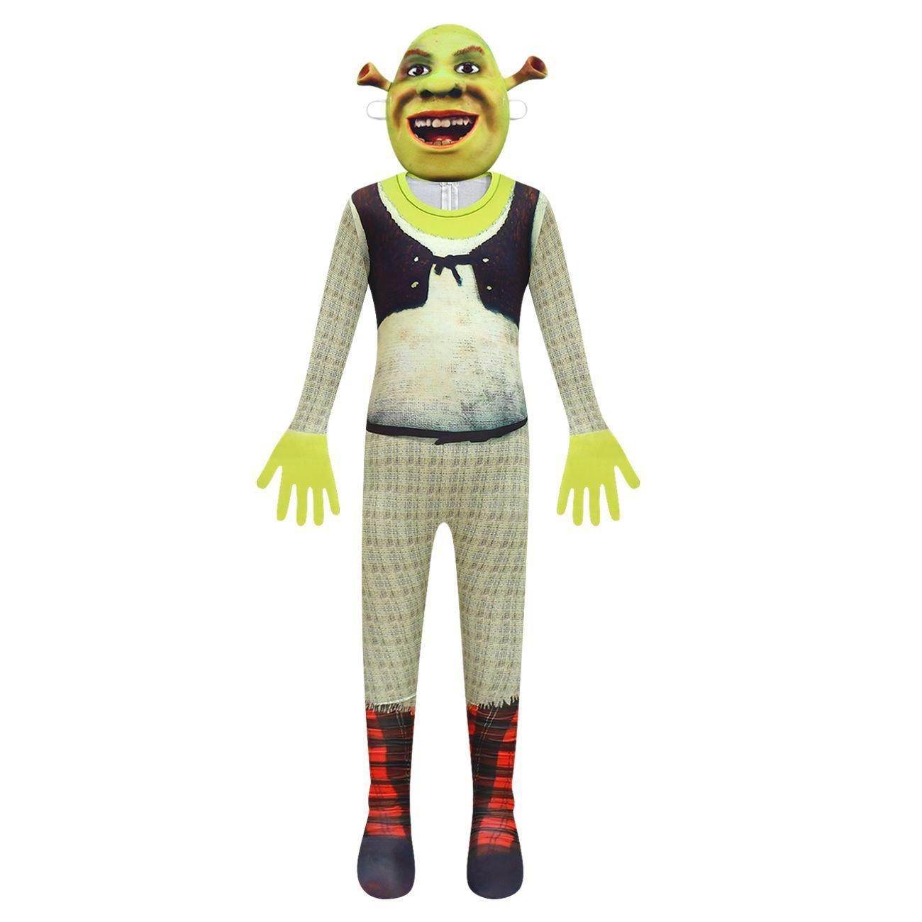 Shrek Costume Cosplay Jumpsuit with Mask Bag for Kids Halloween - zzcosplay