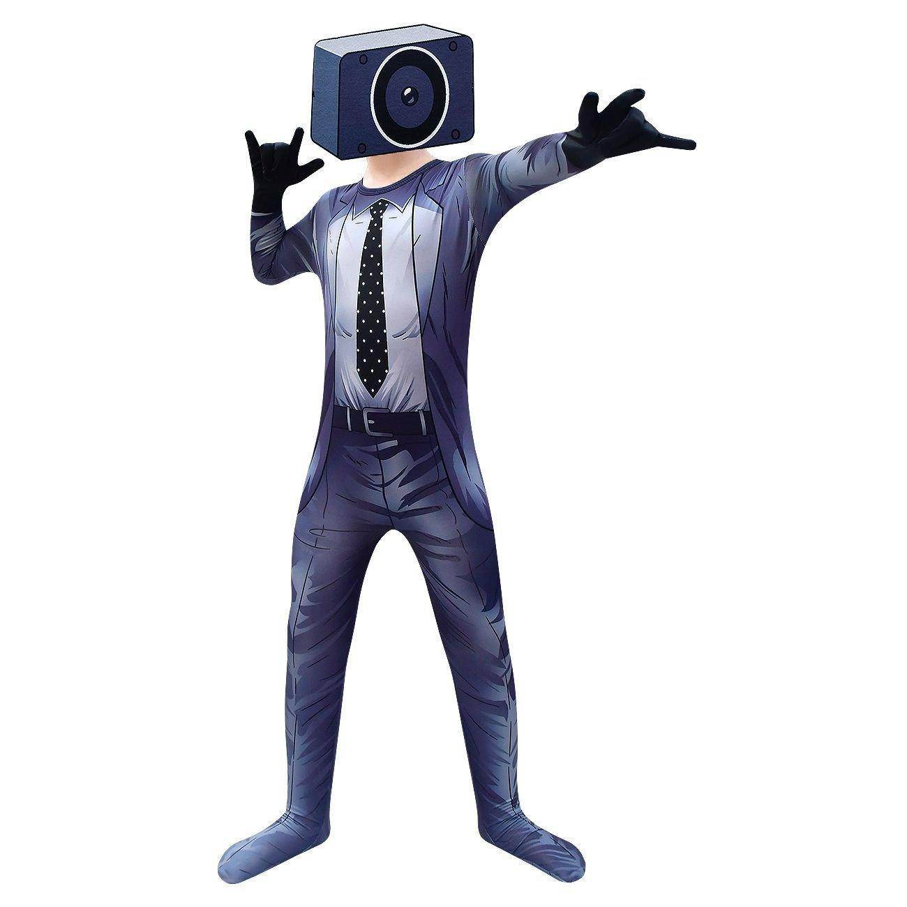 Skibidi Toilet Outfits Jumpsuit Mask Titan Tv man Cosplay Costume For Kids - zzcosplay