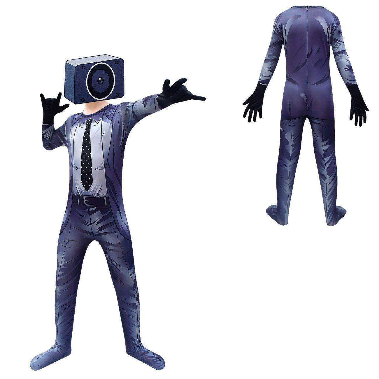 Skibidi Toilet Outfits Jumpsuit Mask Titan Tv man Cosplay Costume For Kids - zzcosplay