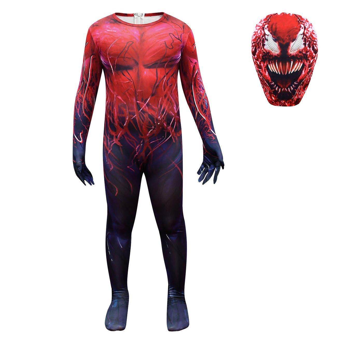 Spider-Man CARNAGE RED VENOM Costume For Kids Deluxe Zentai Cosplay Jumpsuits With Head Mask Halloween - zzcosplay