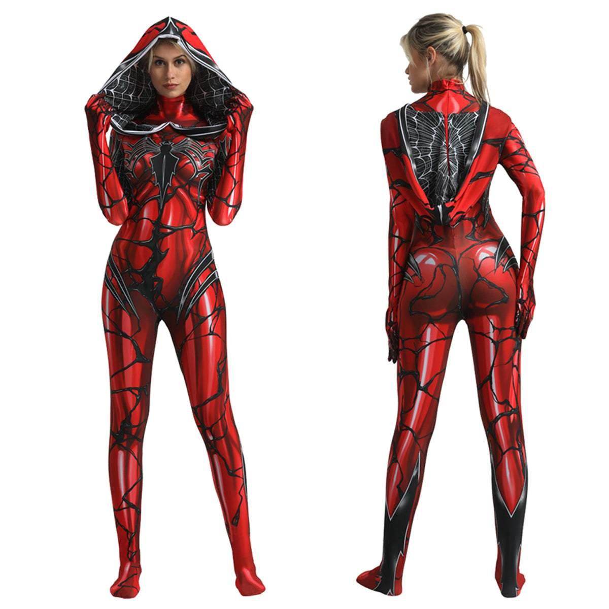 Spider-Man Venom Spider-Gwen Stacy Jumpsuit Lady Carnage Hooded Cosplay Costume Halloween - zzcosplay