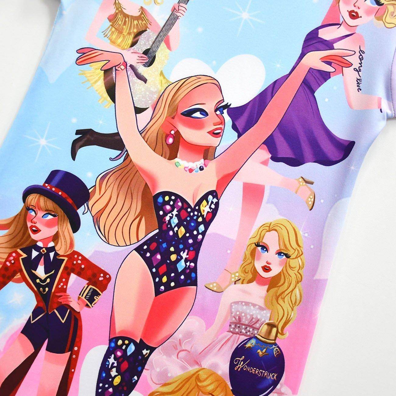 Taylor Swift Flying Sleeve Dress Cosplay Costumes Printing Kids - zzcosplay