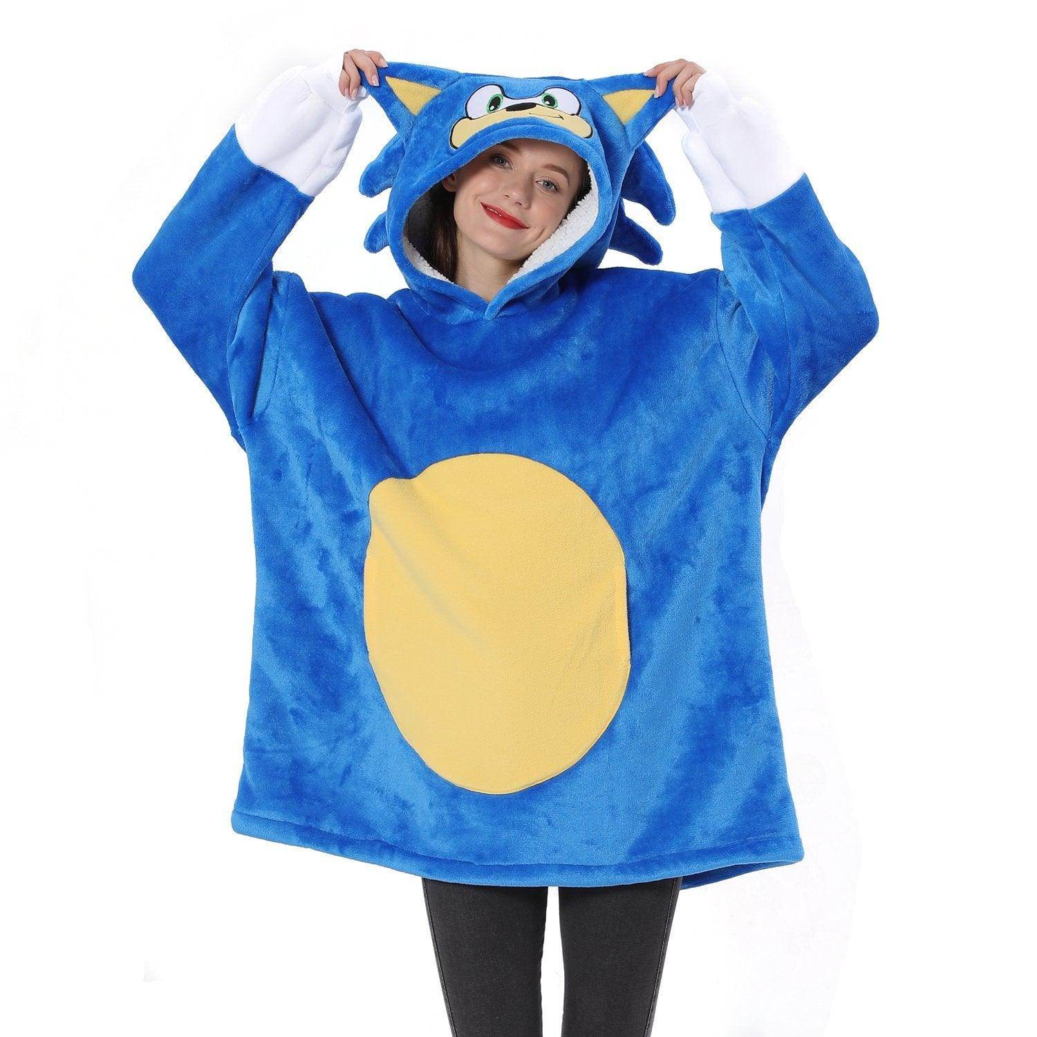 The Hedgehog Sonic Sonic Keep Warm Costume Cozy Cartoon Lazy TV Blanket - zzcosplay