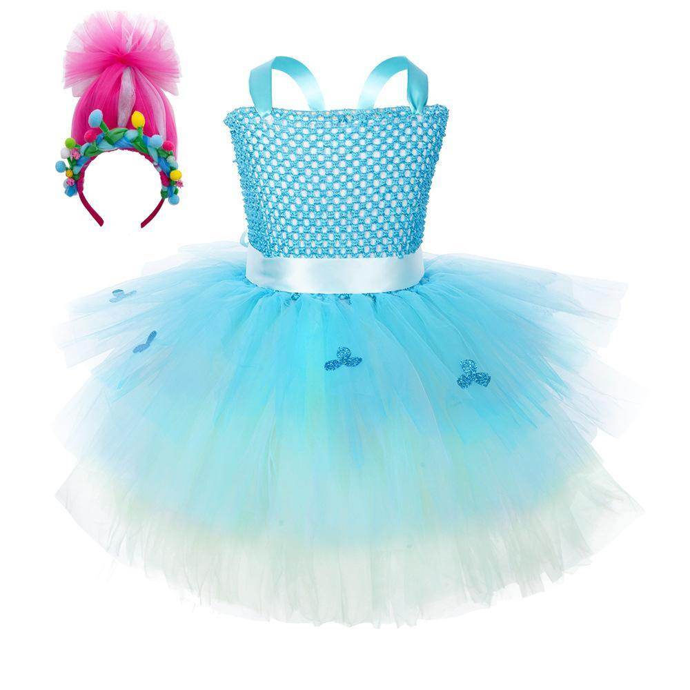 Trolls Girls gown Princess Poppy dress Birthday party ball - zzcosplay