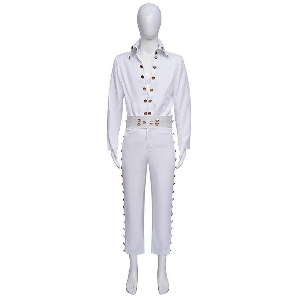 White Elvis Presley Cosplay Costume Halloween Carnival Suit For Adults - zzcosplay