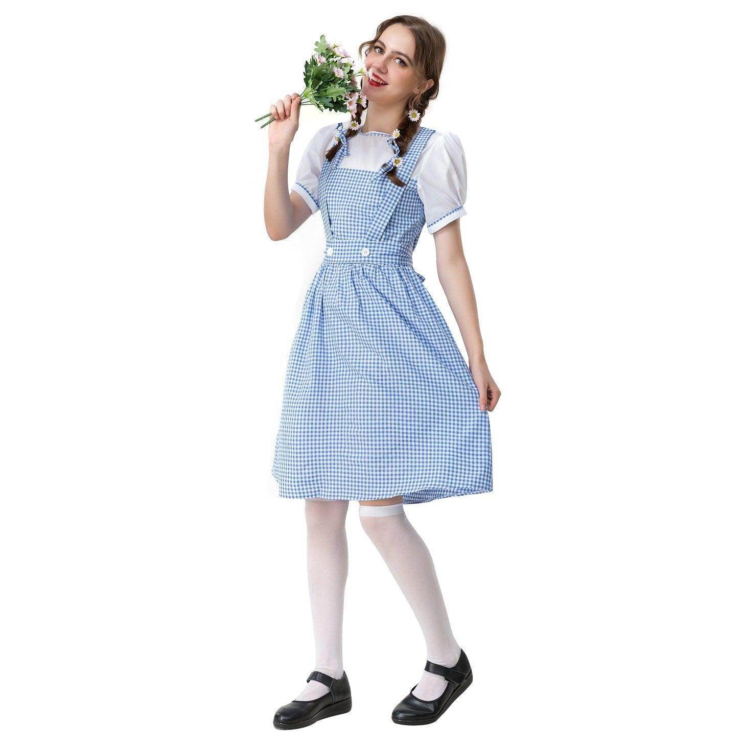 Wizard of Oz Dorothy Costume Dress Maid Alice for Girls Women - zzcosplay